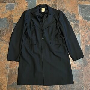 Wah Maker Frock Coat Mens 46 2XL Black Wool Blend Long Jacket Western Trench USA